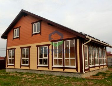 дом из бруса двускатная крыша
